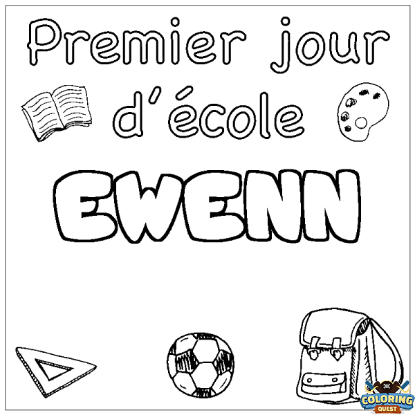 Coloring page first name EWENN - School First day background