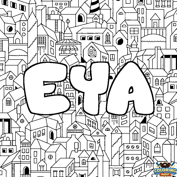 Coloring page first name EYA - City background