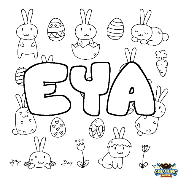 Coloring page first name EYA - Easter background