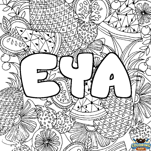 Coloring page first name EYA - Fruits mandala background