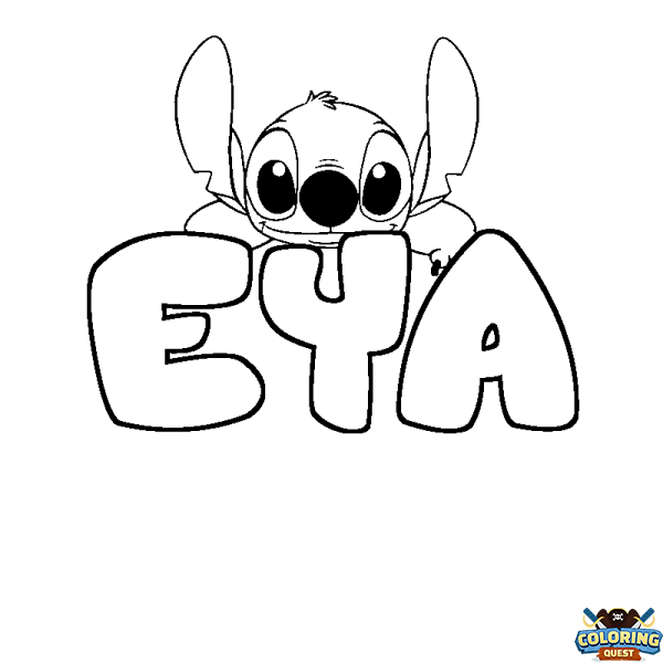 Coloring page first name EYA - Stitch background