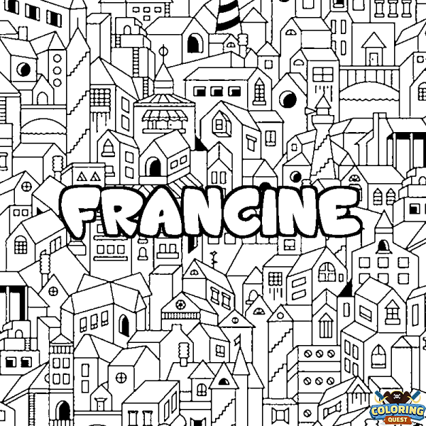 Coloring page first name FRANCINE - City background