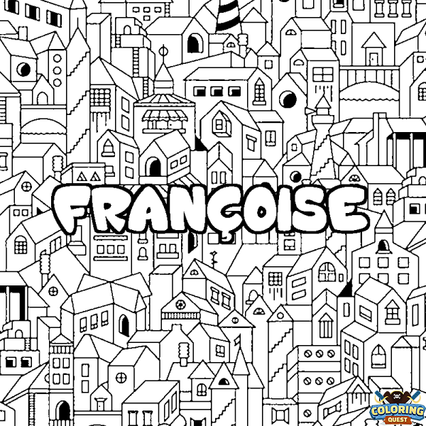 Coloring page first name FRAN&Ccedil;OISE - City background