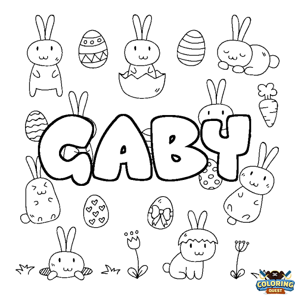 Coloring page first name GABY - Easter background