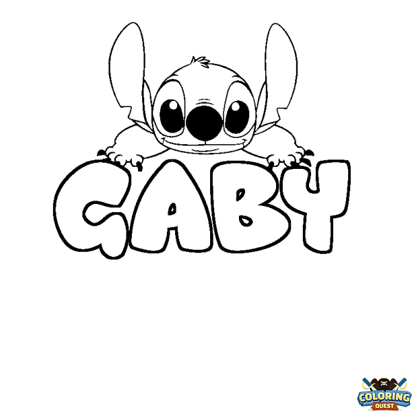 Coloring page first name GABY - Stitch background