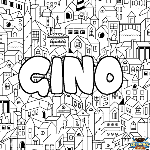 Coloring page first name GINO - City background