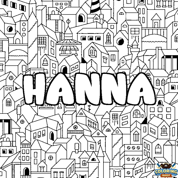 Coloring page first name HANNA - City background