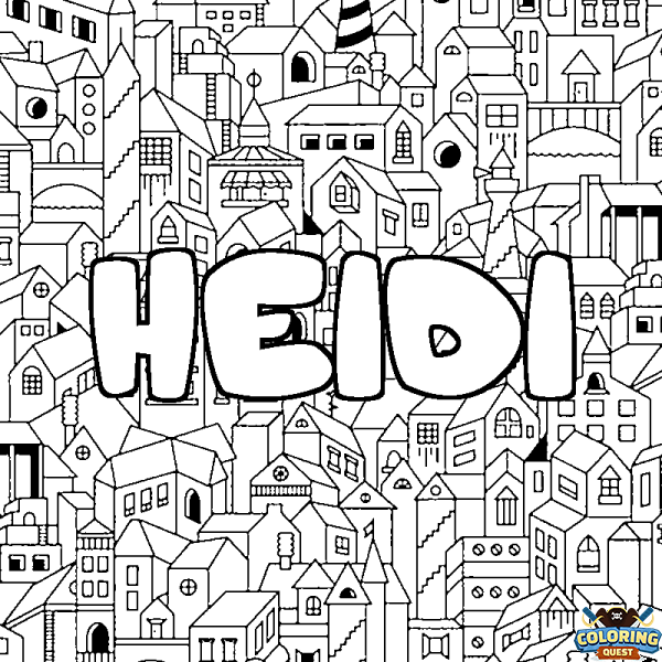 Coloring page first name HEIDI - City background