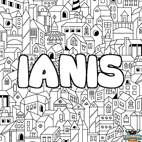 Coloring page first name IANIS - City background