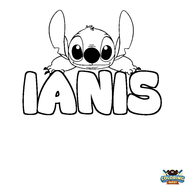 Coloring page first name IANIS - Stitch background