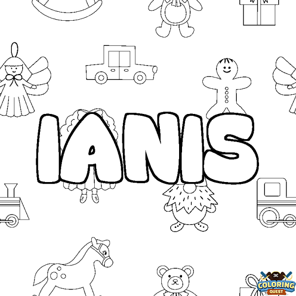 Coloring page first name IANIS - Toys background