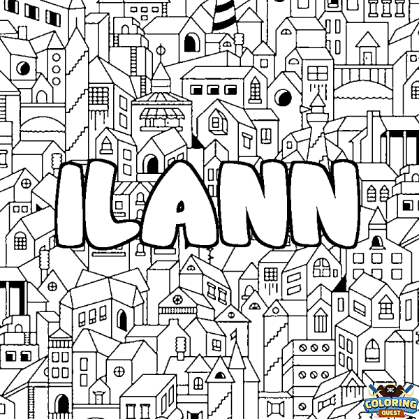 Coloring page first name ILANN - City background