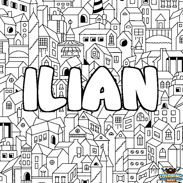 Coloring page first name ILIAN - City background