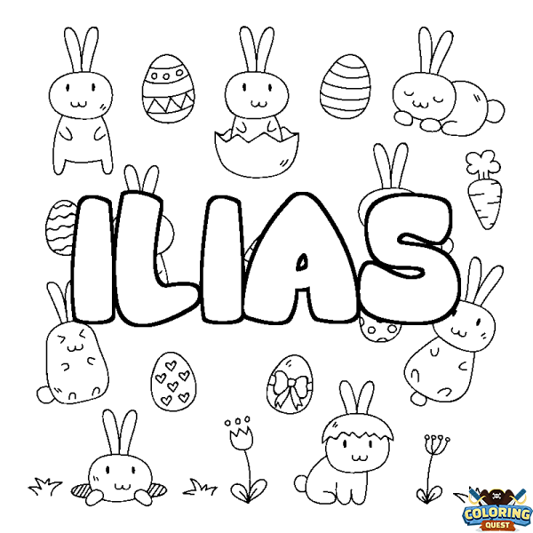 Coloring page first name ILIAS - Easter background