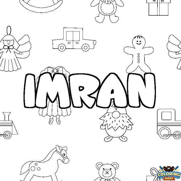 Coloring page first name IMRAN - Toys background