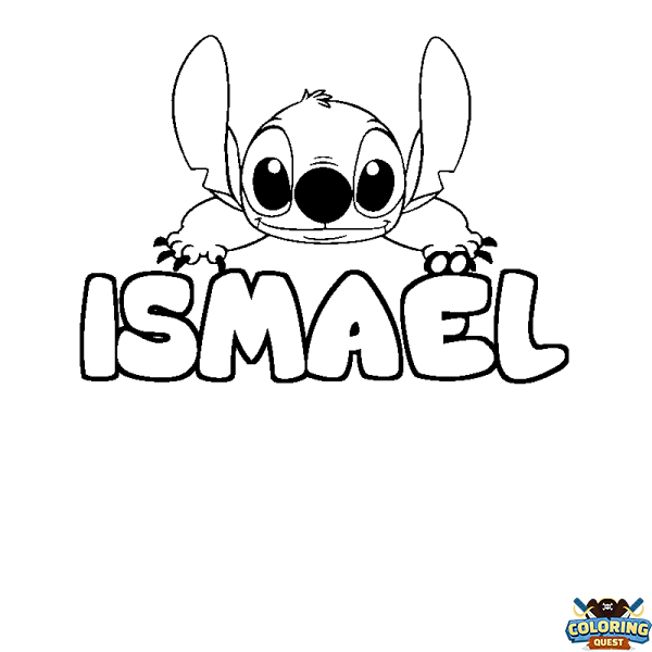 Coloring page first name ISMA&Euml;L - Stitch background