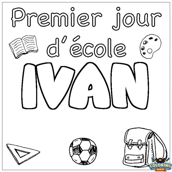 Coloring page first name IVAN - School First day background