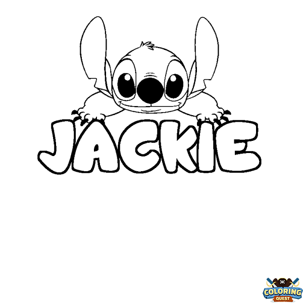 Coloring page first name JACKIE - Stitch background