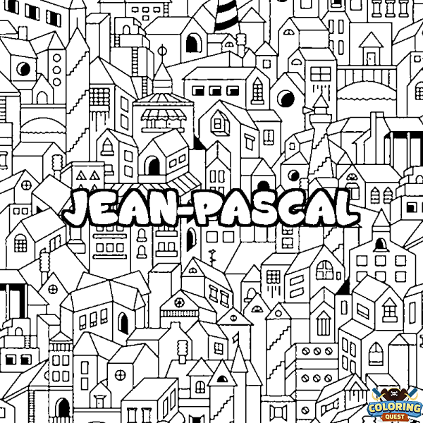 Coloring page first name JEAN-PASCAL - City background