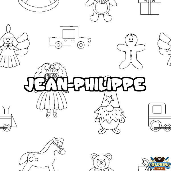 Coloring page first name JEAN-PHILIPPE - Toys background