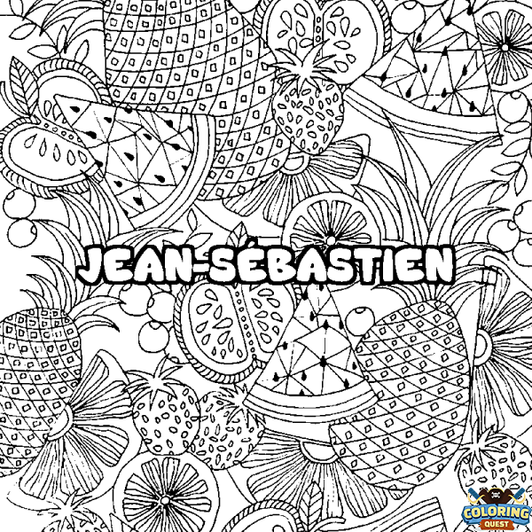 Coloring page first name JEAN-S&Eacute;BASTIEN - Fruits mandala background