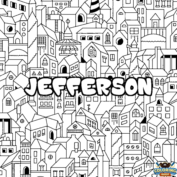 Coloring page first name JEFFERSON - City background