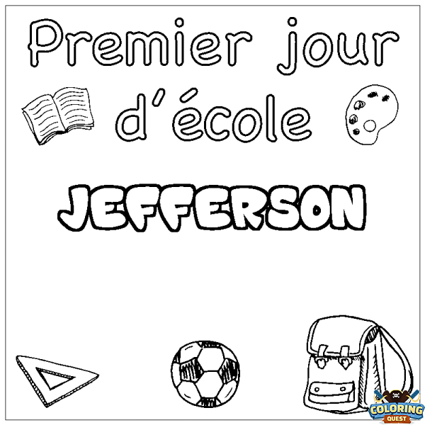 Coloring page first name JEFFERSON - School First day background