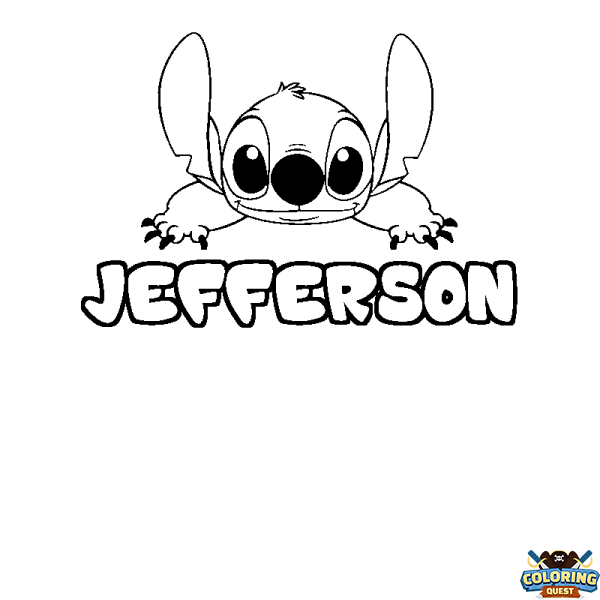 Coloring page first name JEFFERSON - Stitch background