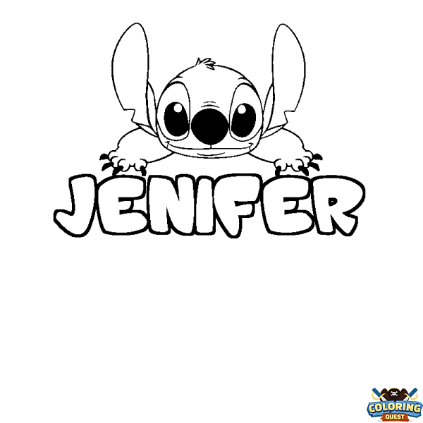 Coloring page first name JENIFER - Stitch background