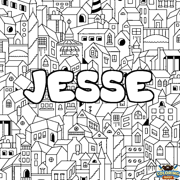 Coloring page first name JESSE - City background