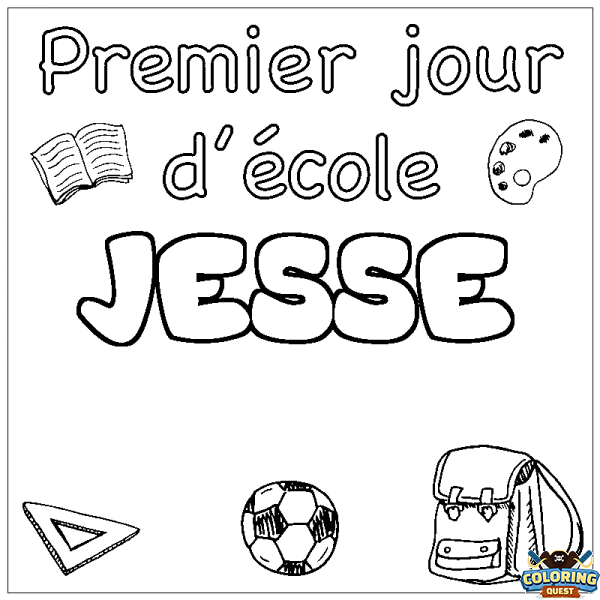 Coloring page first name JESSE - School First day background