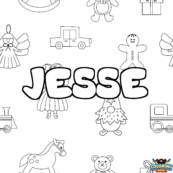 Coloring page first name JESSE - Toys background