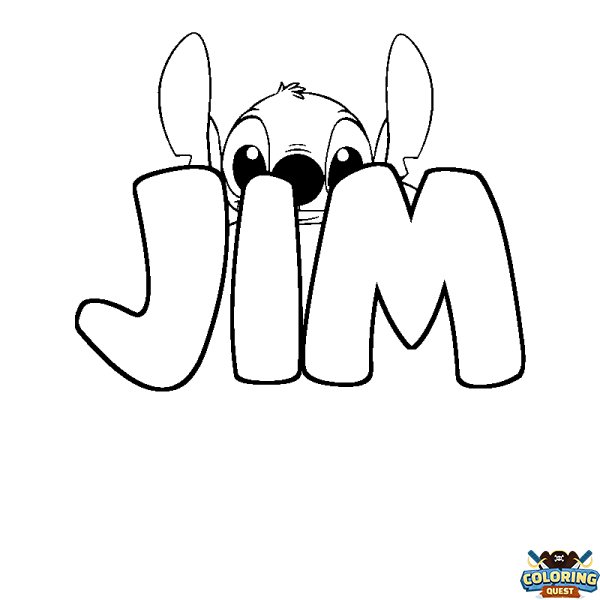 Coloring page first name JIM - Stitch background