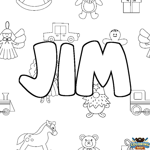 Coloring page first name JIM - Toys background