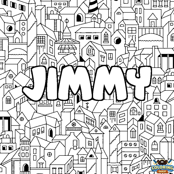 Coloring page first name JIMMY - City background