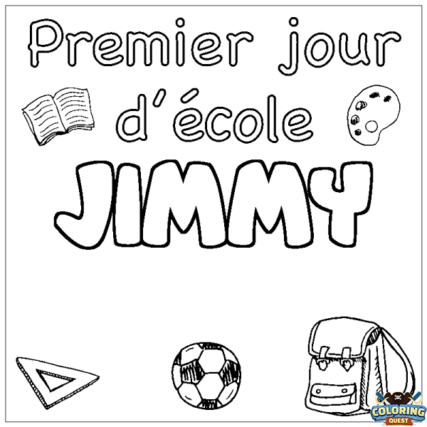 Coloring page first name JIMMY - School First day background