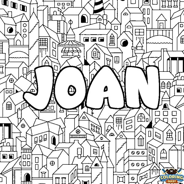 Coloring page first name JOAN - City background