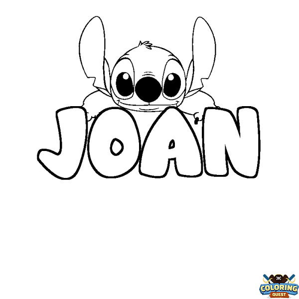 Coloring page first name JOAN - Stitch background