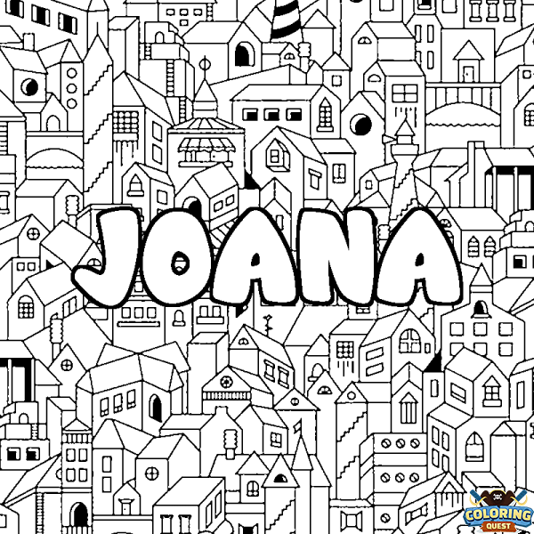 Coloring page first name JOANA - City background