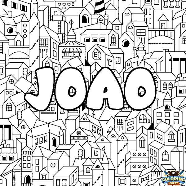 Coloring page first name JOAO - City background