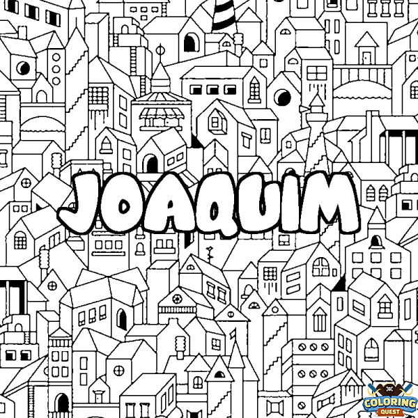 Coloring page first name JOAQUIM - City background