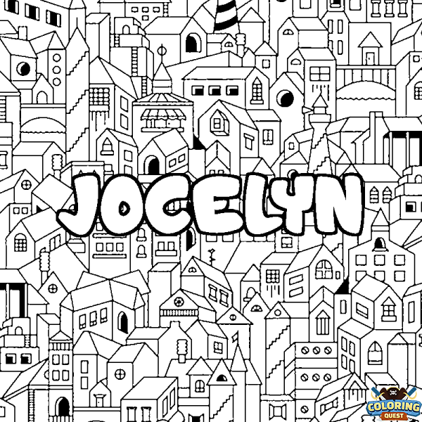 Coloring page first name JOCELYN - City background