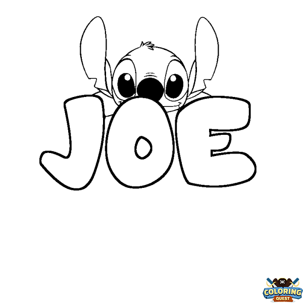 Coloring page first name JOE - Stitch background