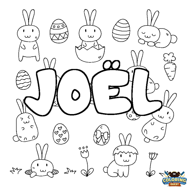 Coloring page first name JO&Euml;L - Easter background