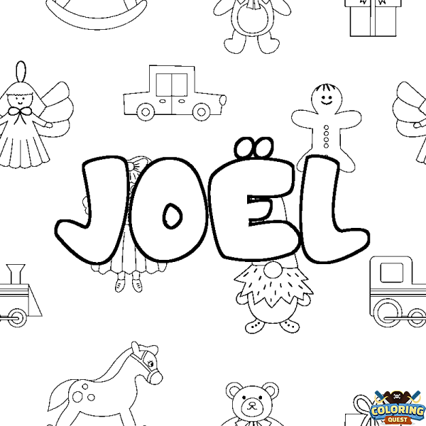 Coloring page first name JO&Euml;L - Toys background