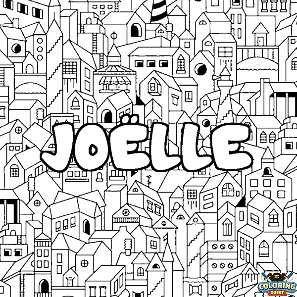 Coloring page first name JO&Euml;LLE - City background