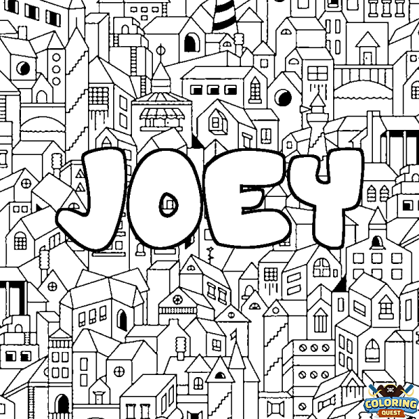 Coloring page first name JOEY - City background