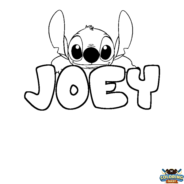 Coloring page first name JOEY - Stitch background