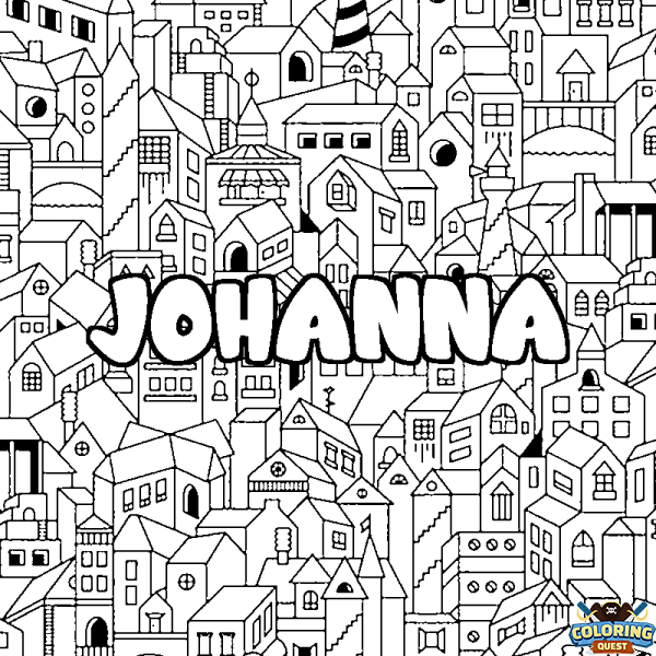 Coloring page first name JOHANNA - City background