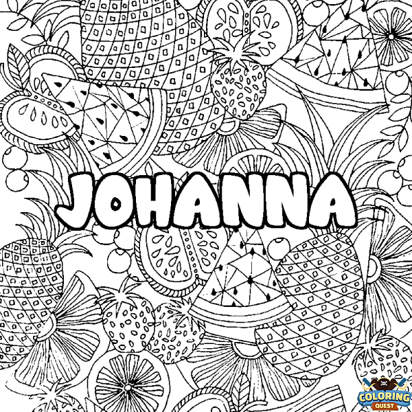 Coloring page first name JOHANNA - Fruits mandala background